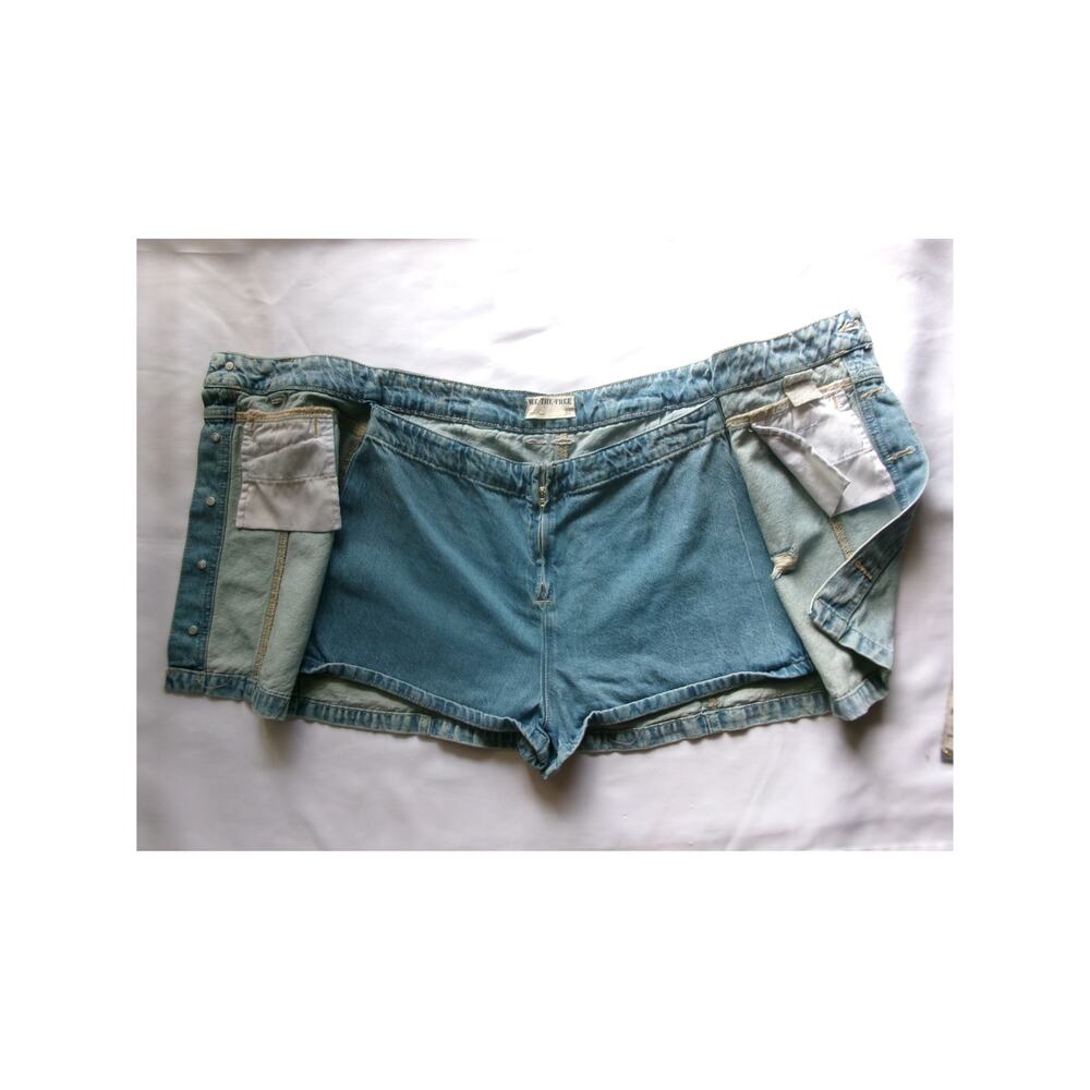 We The Free Free People Denim Skort Women's 30 Button Front Distressed Blue - Picture 4 of 7